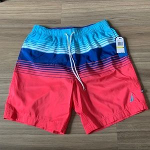 NWT Nautica Men’s 8” Performance Stripe Swim - M